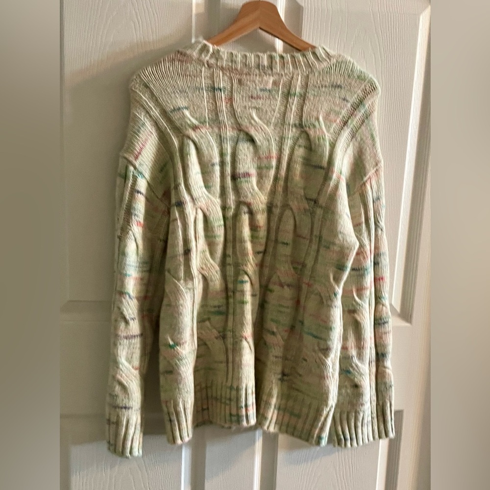 American Eagle Outfitters Cream Multicolor Cable Knit  Sweater - Picture 11 of 13